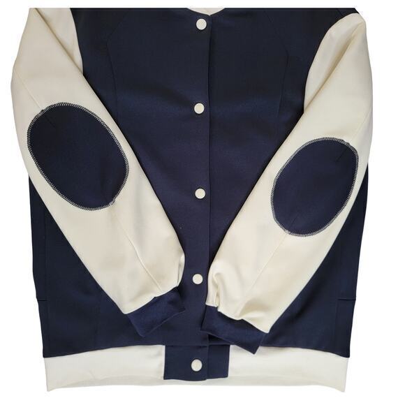 Kai-aakmann Letterman Style Jacket Blue/Off-white size Small Lined Elbow Patches - Picture 4 of 10